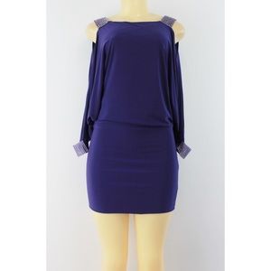 Embellished Strap Cold Shoulder Blouson Dress